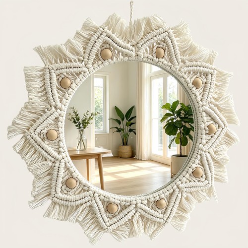 Boho wall decor macrame round - wall,