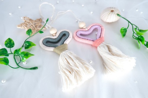 Macrame heart car diffuser - heart,