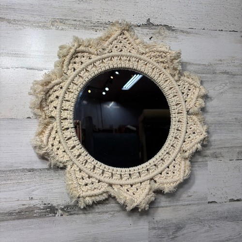 Boho macrame hanging mirror - macrame,