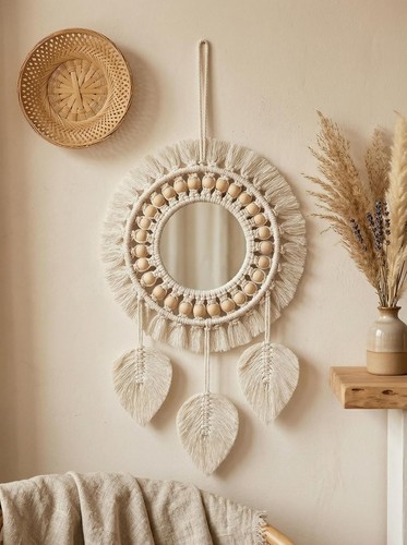 Handmade macrame wall mirror - handmade,