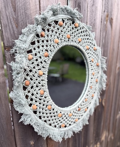 Round seafoam macrame - seafoam,