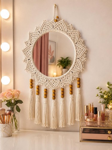 Macrame wall hanging - hanging, mirror